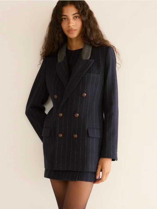 Doen Jackets & Blazers - NWT doen heirloom ducci blazer wool navy Marianne pinstripe large